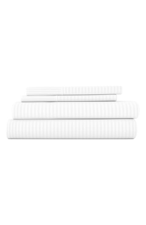 HOME SPUN Premium Ultra Soft Striped 4-Piece Bed Sheet Set