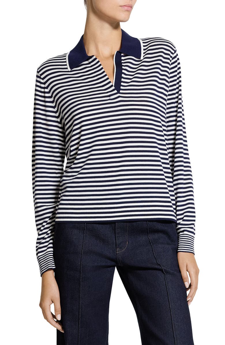 Theory Stripe Merino Wool Long Sleeve Polo, Alternate, color, 