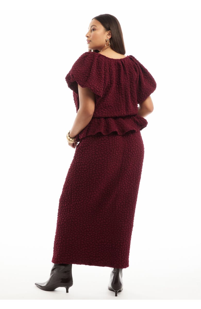 June + Vie Textured Knit Column Midi Skirt, Alternate, color, Pickled Beet