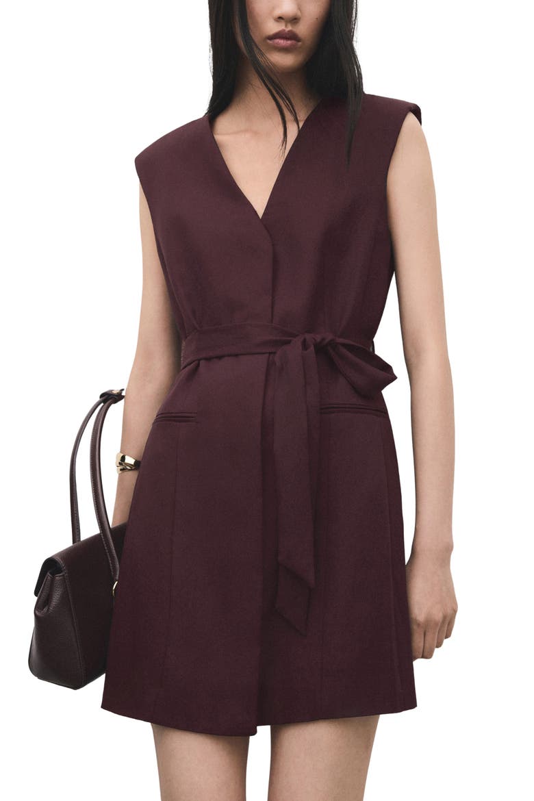 Belted Vest Minidress, Main, color, BURGUNDY