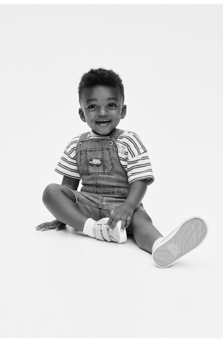 H&M Embroidery-detail Denim Dungaree Shorts, Alternate, color, Denim Blue/Car