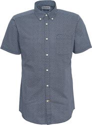 Barbour Tailored Fit Scallop Print Short Sleeve Cotton Button-Down Shirt