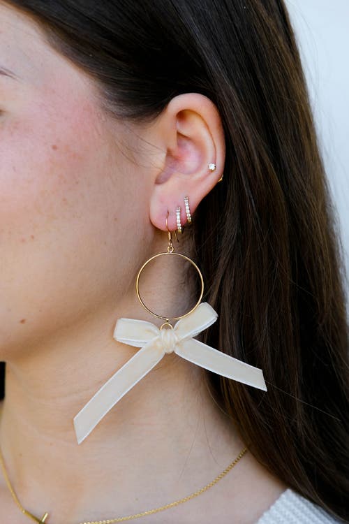 Nickel & Suede Claras Statement Earrings In Cream