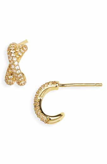 ARGENTO VIVO Pavé Cubic Zirconia Crisscross Huggie Hoop Earrings