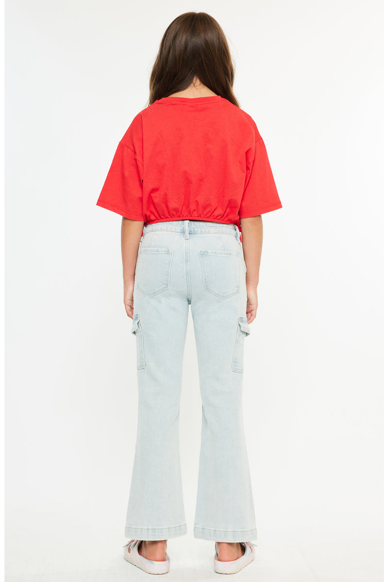Normani High Rise Cargo Flare Jeans, Alternate, color, Light Wash