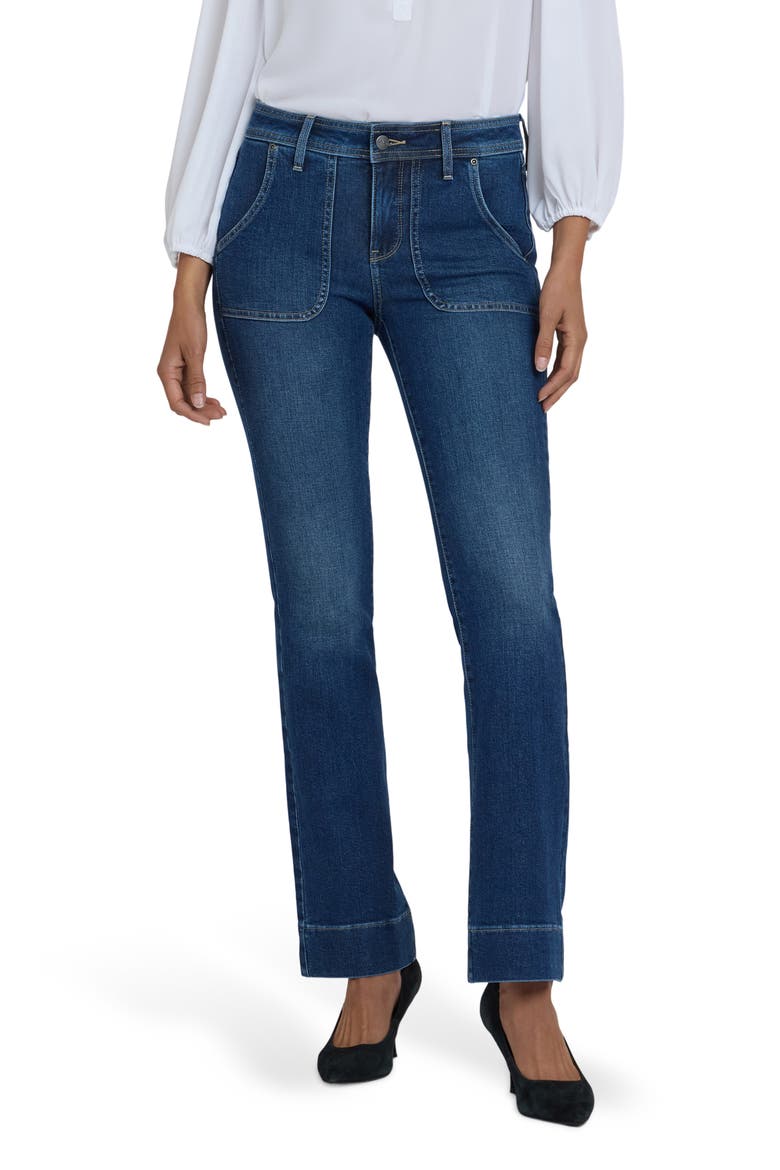Barbara Patch Pockets Bootcut Jeans, Main, color, DARK LOIRE