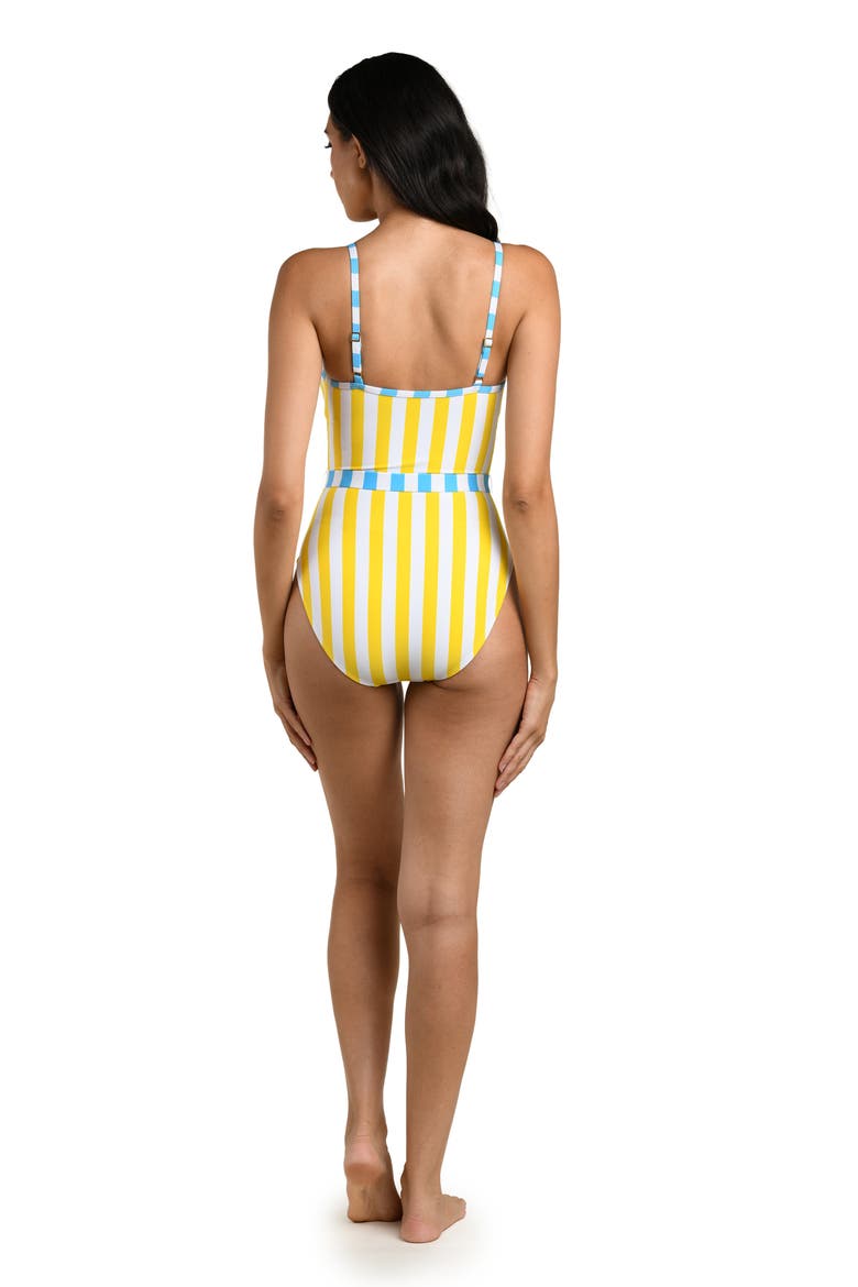 Coastal Belted Stripe One-Piece Swimsuit, Alternate, color, SOLEIL