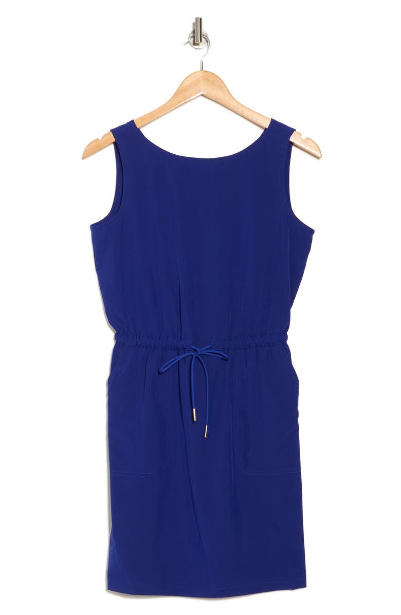 Calvin Klein Commuter Sleeveless Drawstring Waist Sheath Dress, Alternate, color, Ultramarine
