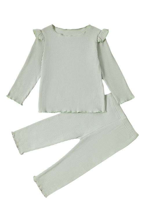 Ashmi & Co. Ashimi Rib Long Sleeve Top & Pants Set in Green  product
