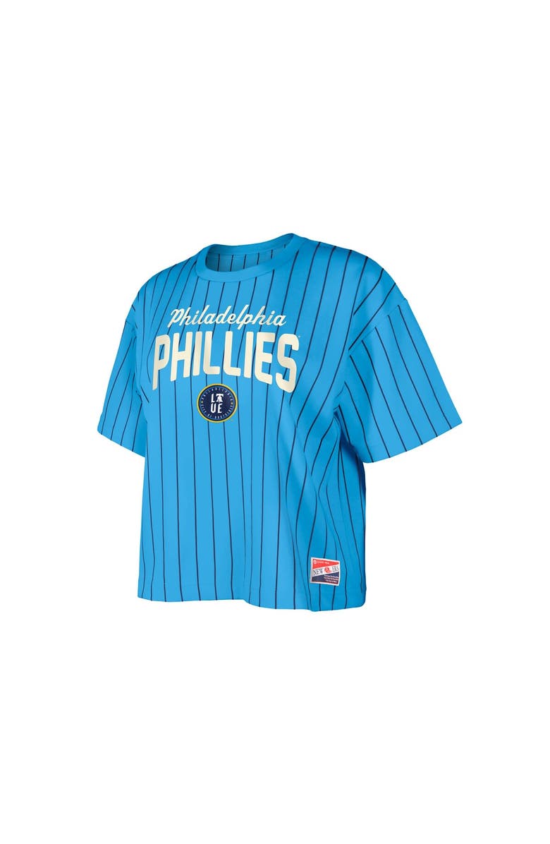 New Era Women's New Era  Light Blue Philadelphia Phillies City Connect Multiplier Pinstripe Cropped T-Shirt, Alternate, color, 