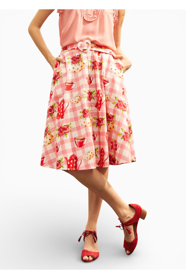 Tea Time Cutie Skirt, Main, color, Strawberry Teacake