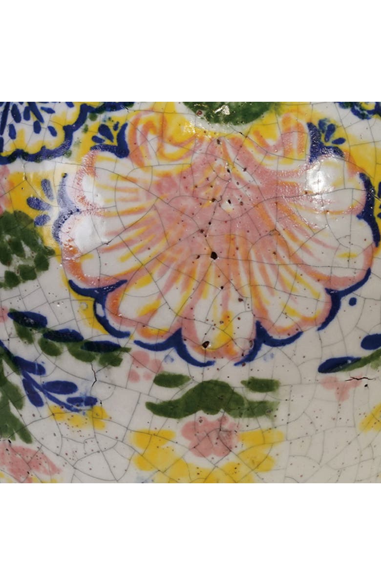 Storied Home Terra-cotta Planter with Floral Pattern, Crackle Glaze, Multicolor, Alternate, color, Blue