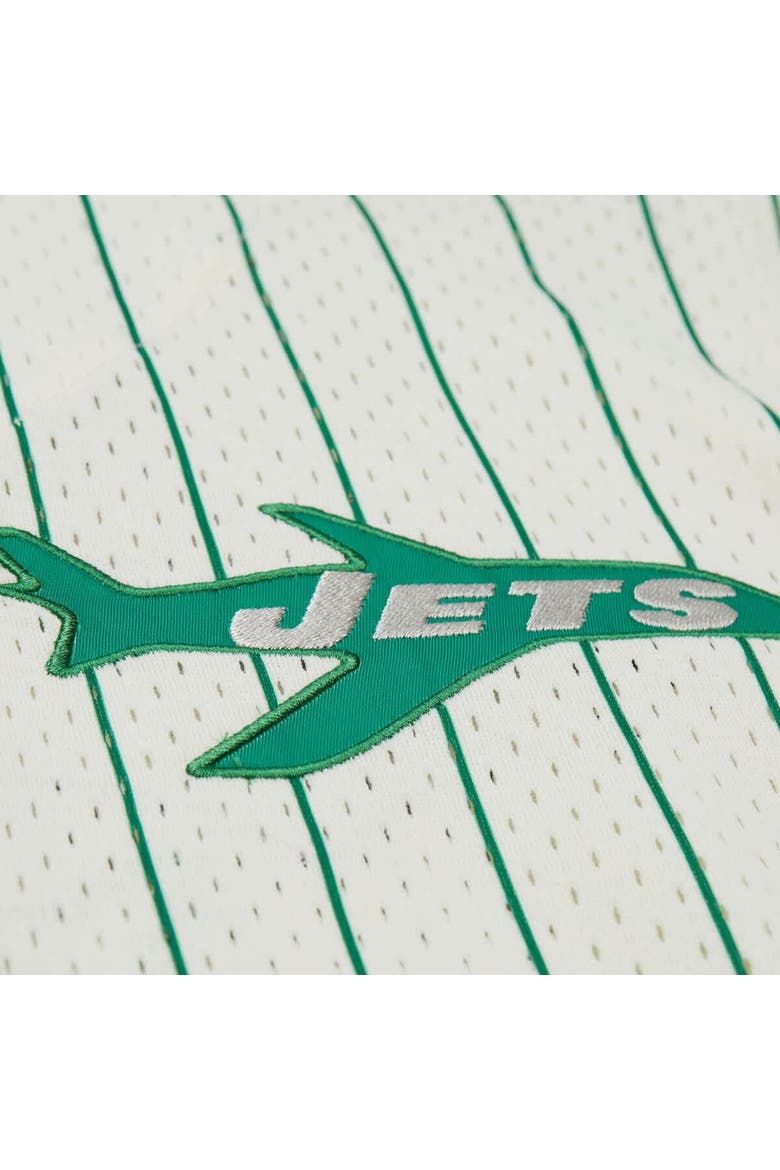 Men's Mitchell & Ness  Cream New York Jets Vintage Logo Final Seconds Full-Button Mesh Top, Alternate, color, Cream