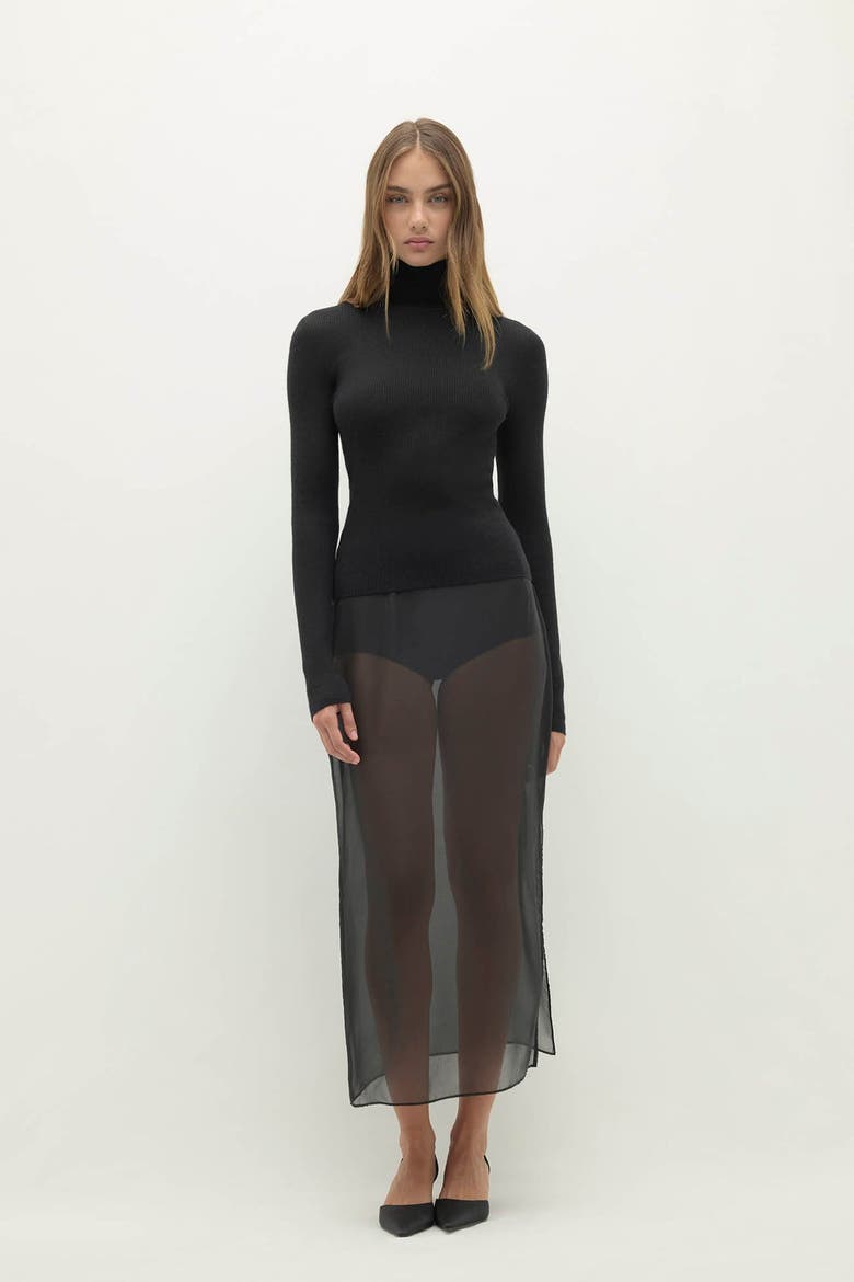 Rumer Fitted Cashmere Turtleneck, Main, color, Black