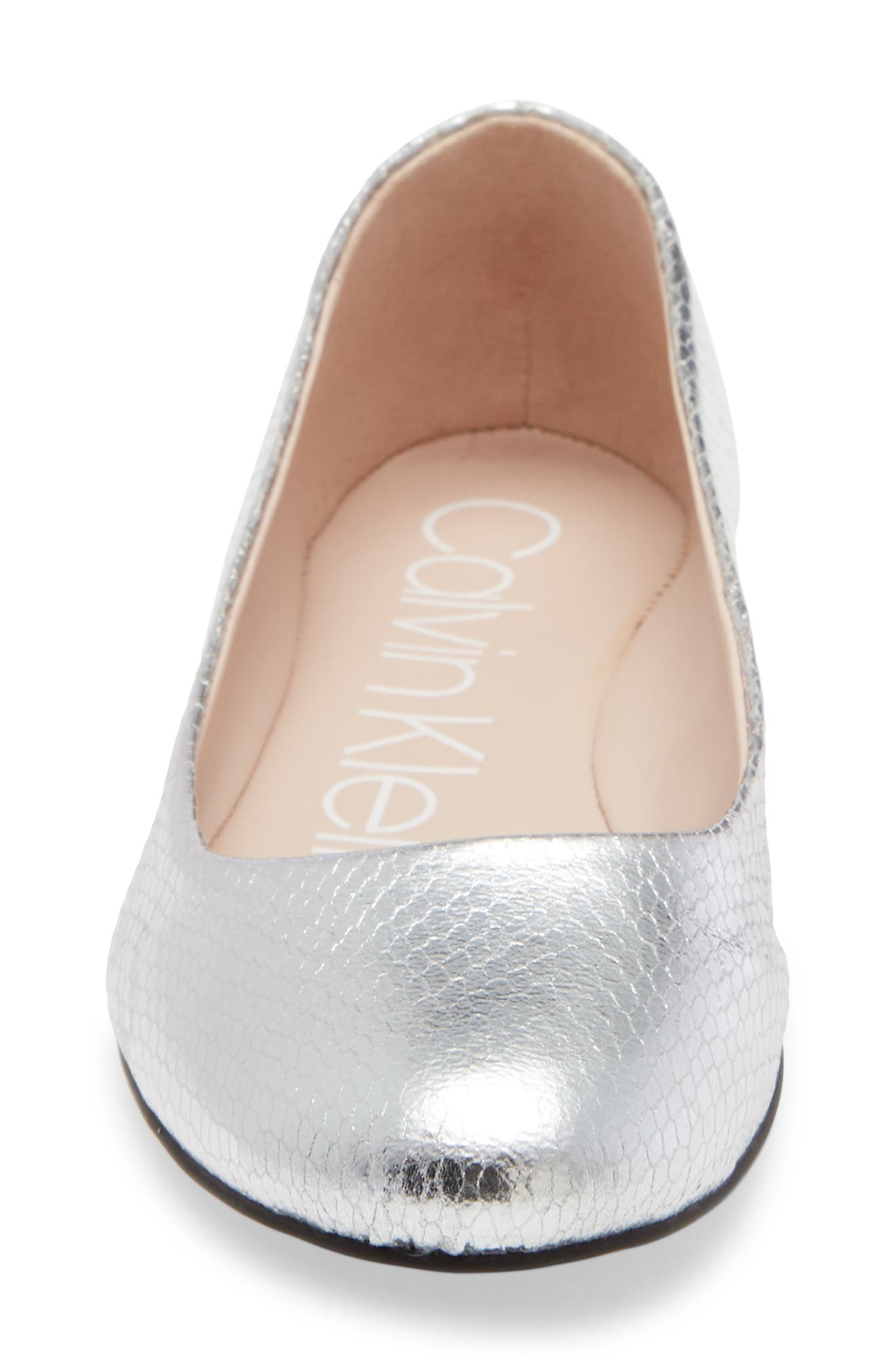 Kosi Skimmer Flat, Alternate, color, SILVER FAUX LEATHER