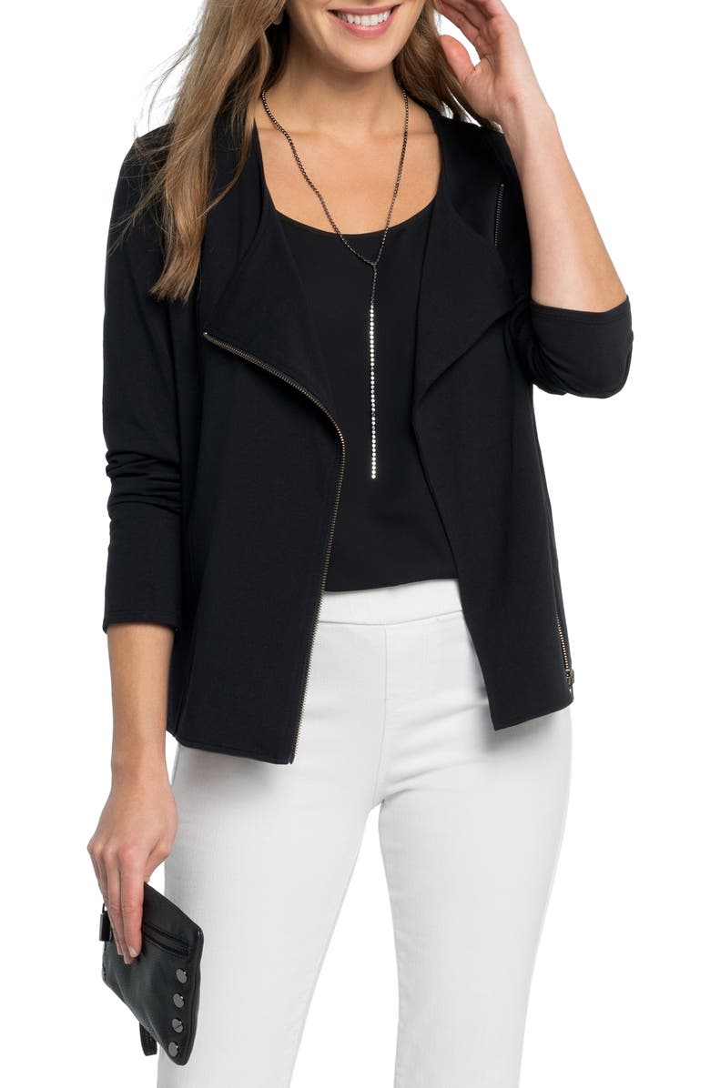 NIC+ZOE Perfect Conquer Lightweight Knit Moto Jacket, Main, color, 