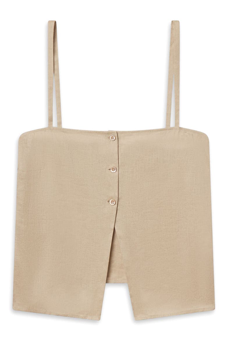 The Linen Button Camisole, Alternate, color, FLAX