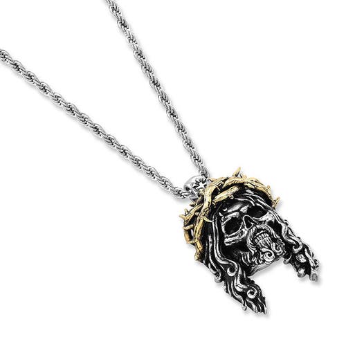 Room101 Jesus Skull Piece Pendant In Silver/gold