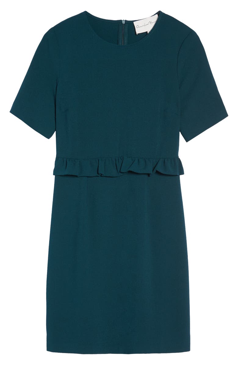 Charles Henry Ruffle Crepe Sheath Dress, Alternate, color,
