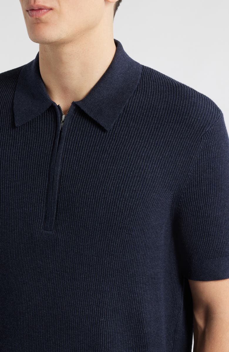 NN07 Hansie 6600 Organic Cotton Quarter Zip Sweater Polo, Alternate, color, Navy Melange