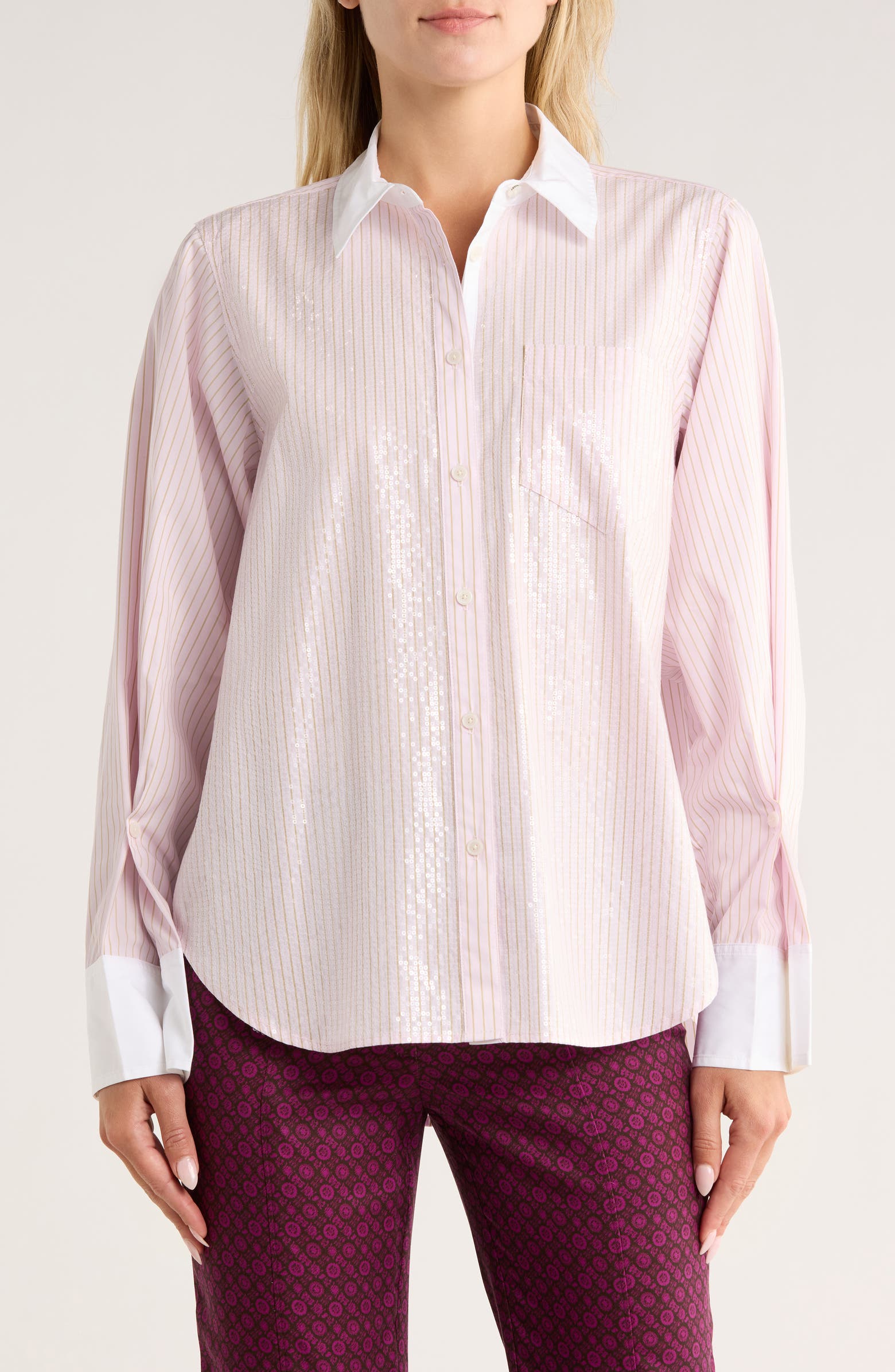 Derek Lam 10 Crosby Wesley Sequin Embellished Button-Up Shirt ...