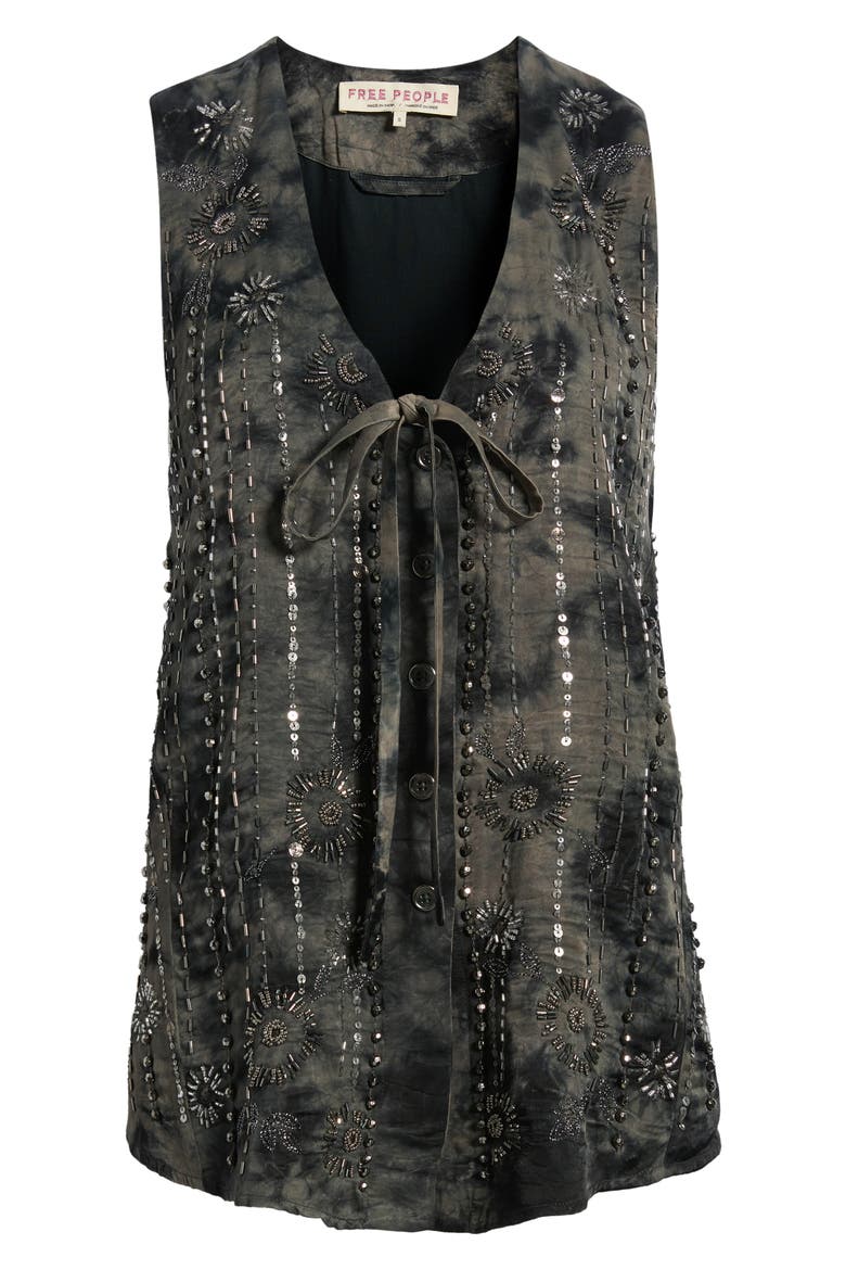Arden Sequin & Bead Detail Tie Dye Vest, Alternate, color, RAVEN COMBO