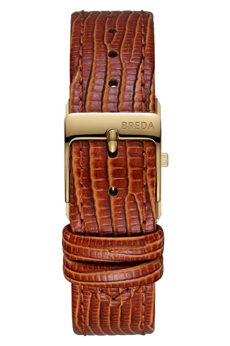 Small Virgil Leather Strap Two-Tone Tank Watch, 20mm x 26mm, Alternate, color, GOLD