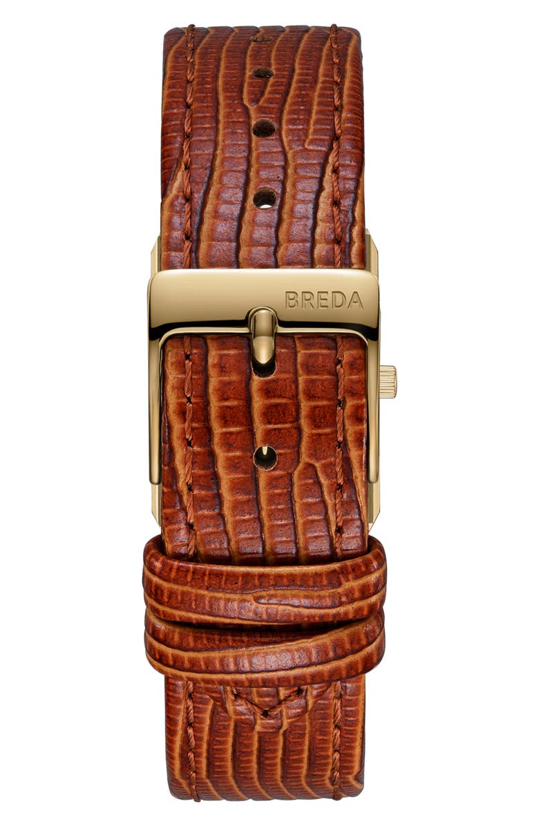 BREDA Small Virgil Leather Strap Two-Tone Tank Watch, 20mm x 26mm, Alternate, color,