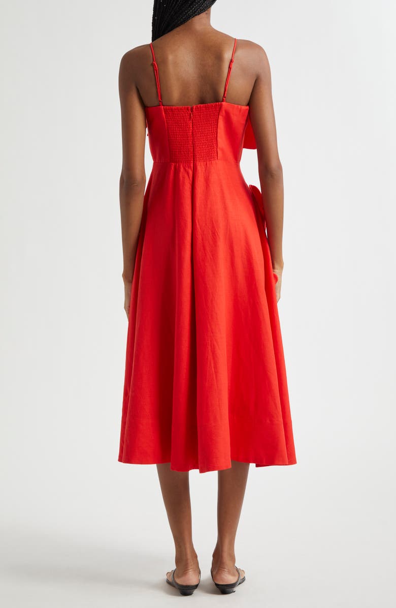 FARM Rio Red Garden Linen Blend Cocktail Midi Dress, Alternate, color, 