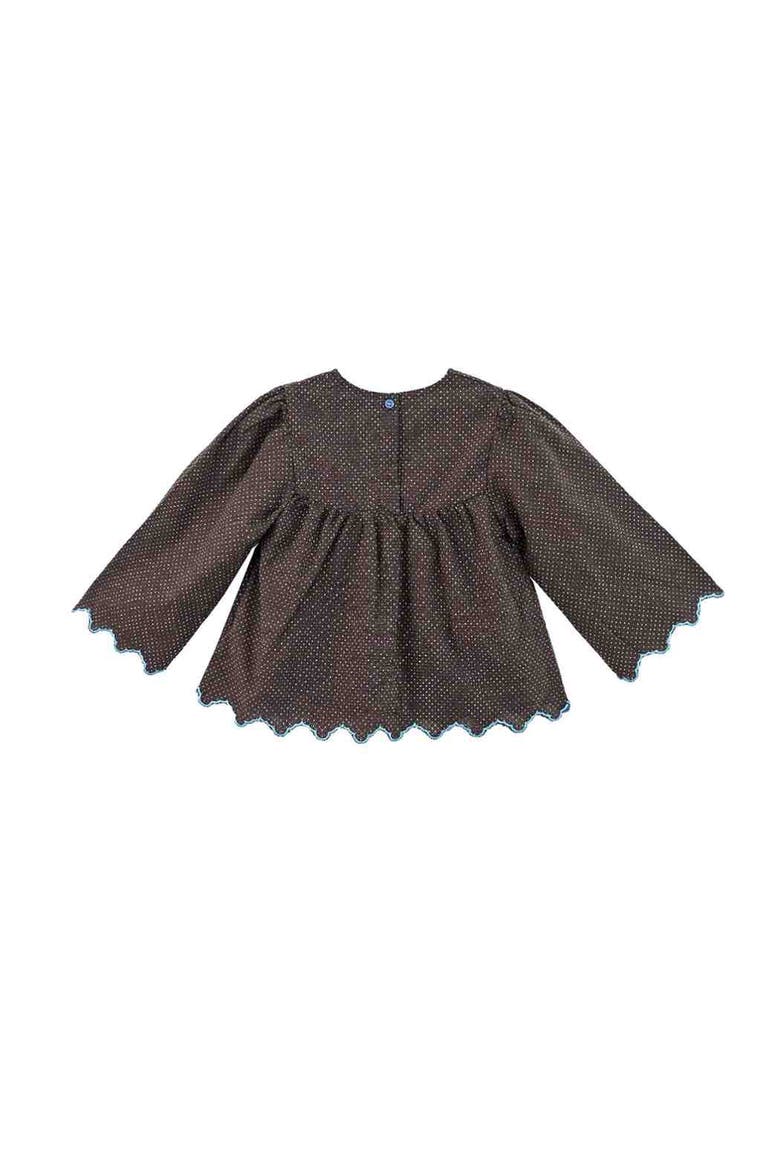 Polka Dot Scallop Outfit Set, Alternate, color, Brown