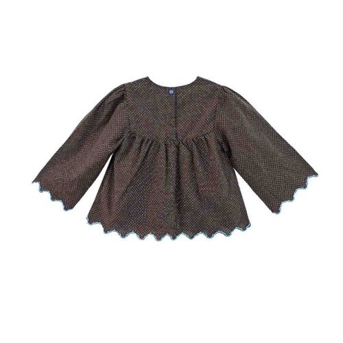 Sweet Cactus Polka Dot Scallop Outfit Set In Brown