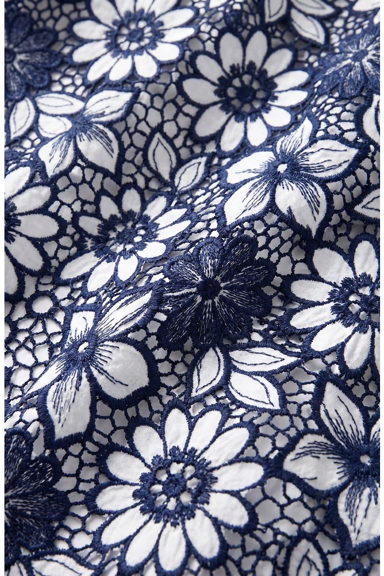 Halter Dress with Vintage Embroidery and Cutout Waist, Alternate, color, Blue
