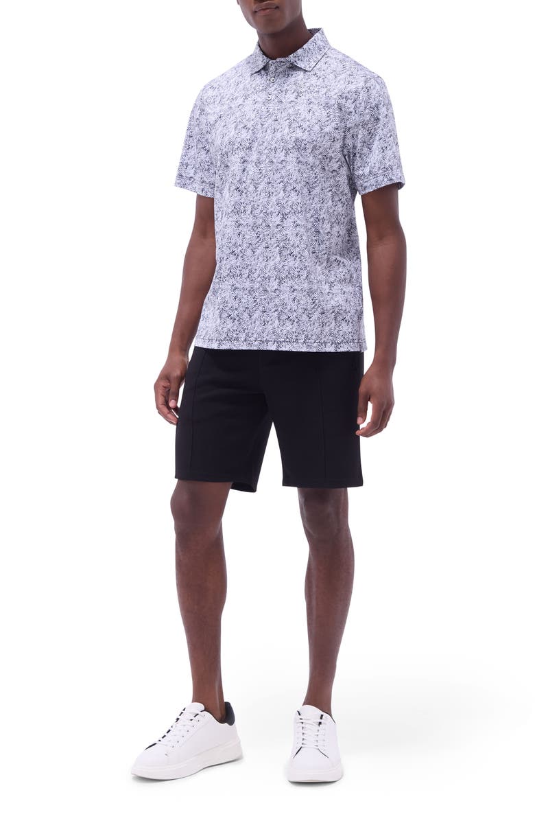 Bugatchi Victor OoohCotton<sup>®</sup> Leaf Print Polo, Alternate, color, Black