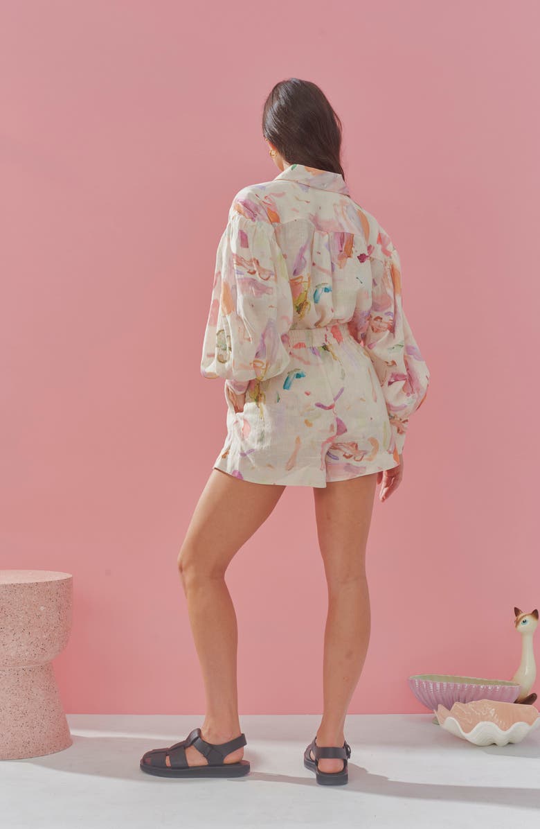 ALEMAIS Annie Utility Floral Print Linen Button-Up Shirt, Alternate, color, 