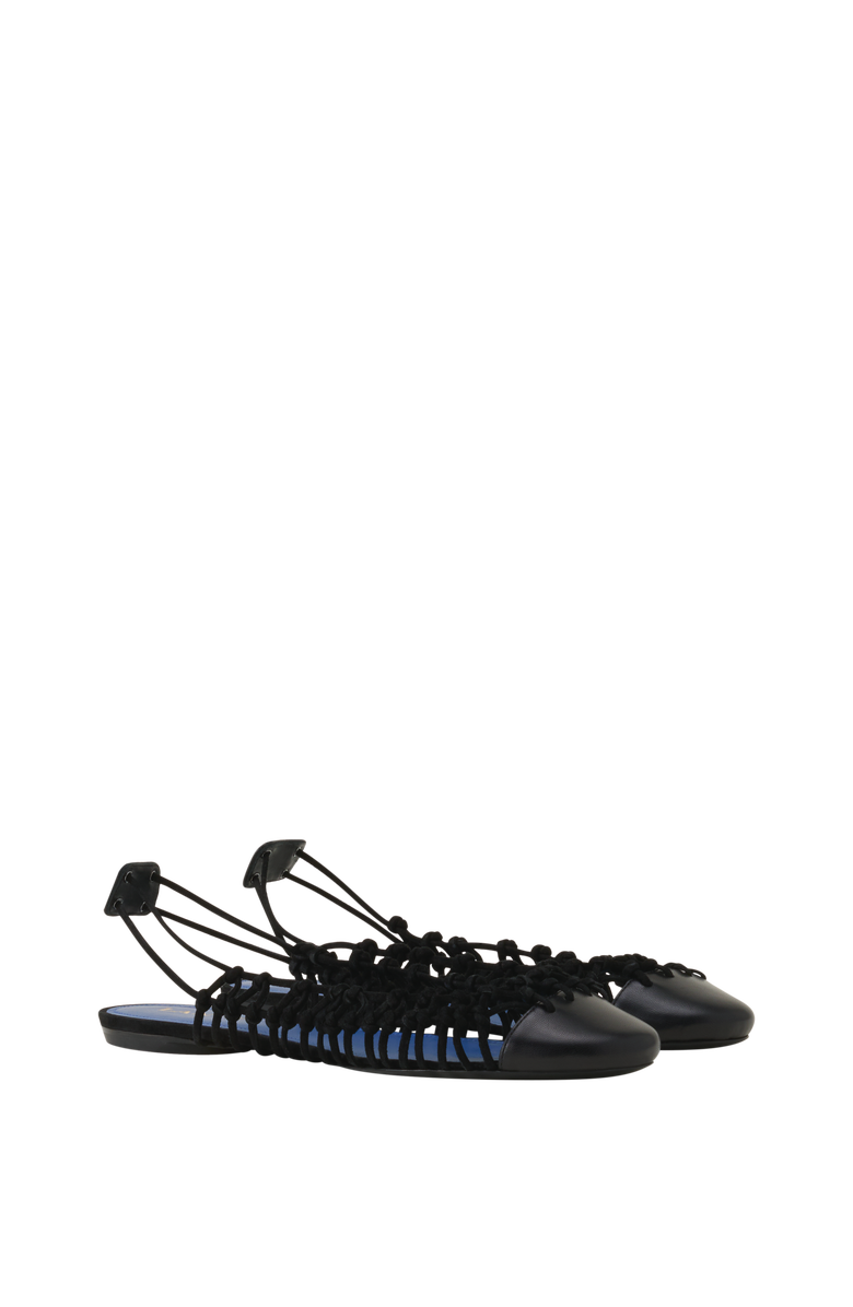Lanvin Knitline Slingback Ballerina In Leather, Alternate, color, Black