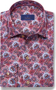 David Donahue Floral Print Sport Shirt