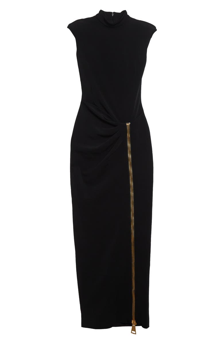 Balmain Zipped Compact Jersey Dress, Alternate, color, 0Pa Black
