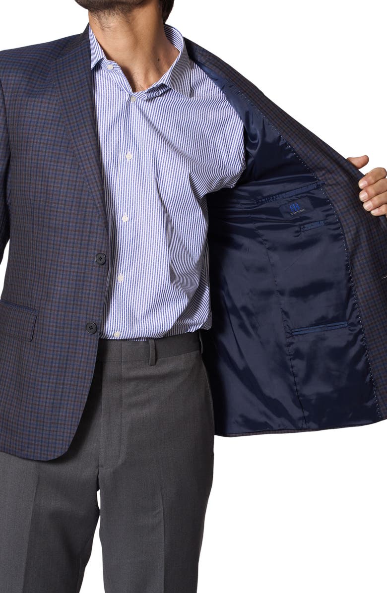 JB Britches Microcheck Wool Sport Coat, Alternate, color, Navy/ Brown/ Grey