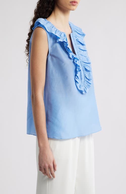 Kobi Halperin Florence Sleeveless Ruffle Blouse In Dusty Blue