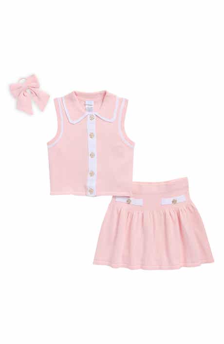 Draper James Kids' Tipped Knit Sweater Vest, Skirt & Bow Hair Elastic Set