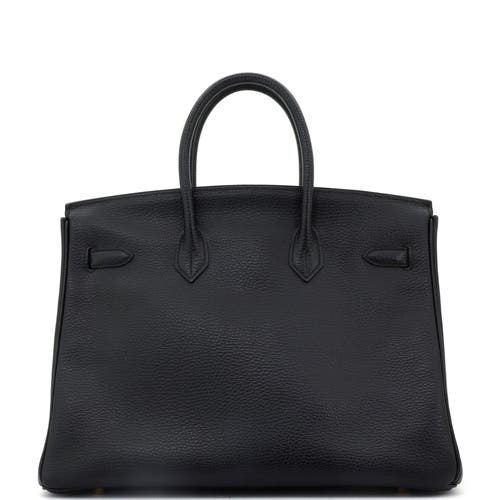 Pre-owned Hermes Hermes Birkin Handbag Black Ardennes With Gold Hardware 35 In Black