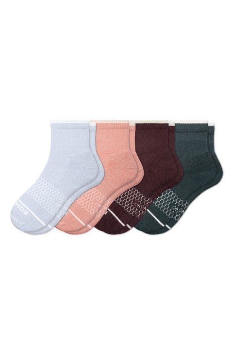 4-Pack Merino Wool Blend Quarter Socks