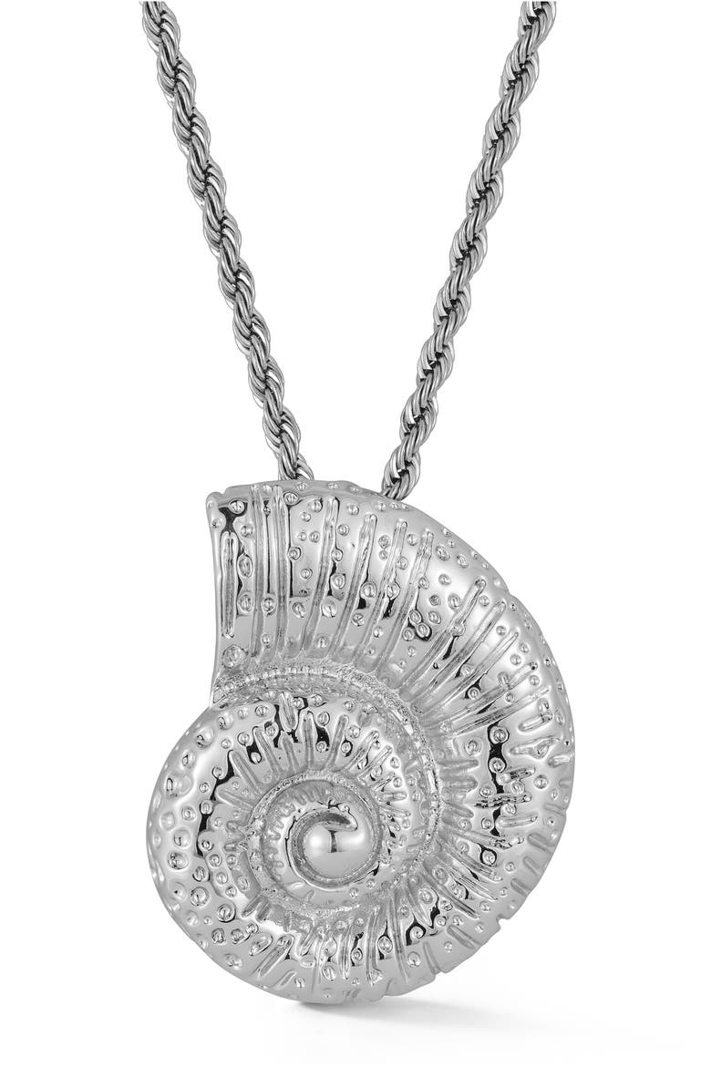 Silver Plated Shell Pendant Necklace, Main, color, SILVER