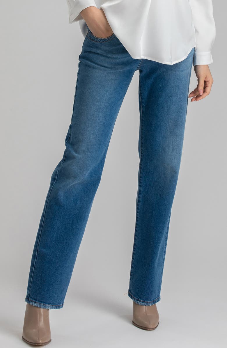 PIETRO BRUNELLI MATERNITY High Waist Straight Leg Maternity Jeans, Main, color, Medium Blue