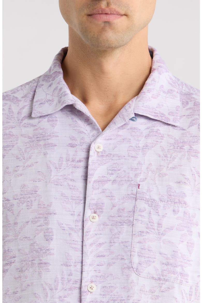 Torres Gardens Floral Jacquard Short Sleeve Button-Up Shirt, Alternate, color, WILD ASTER