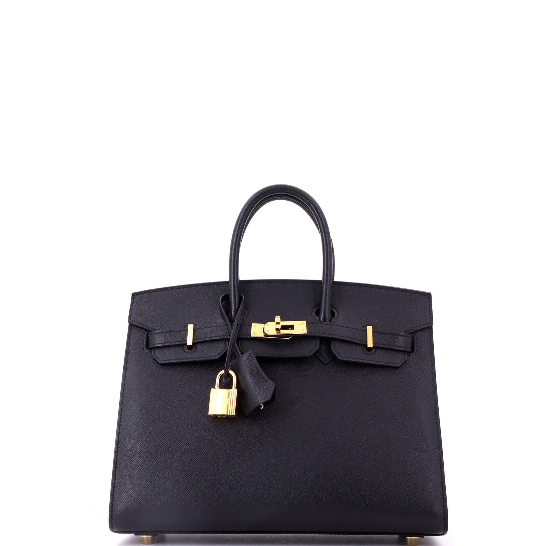 Pre-Owned Hermes Birkin Sellier Bag Black Madame with Gold Hardware 25, Main, color, Noir
