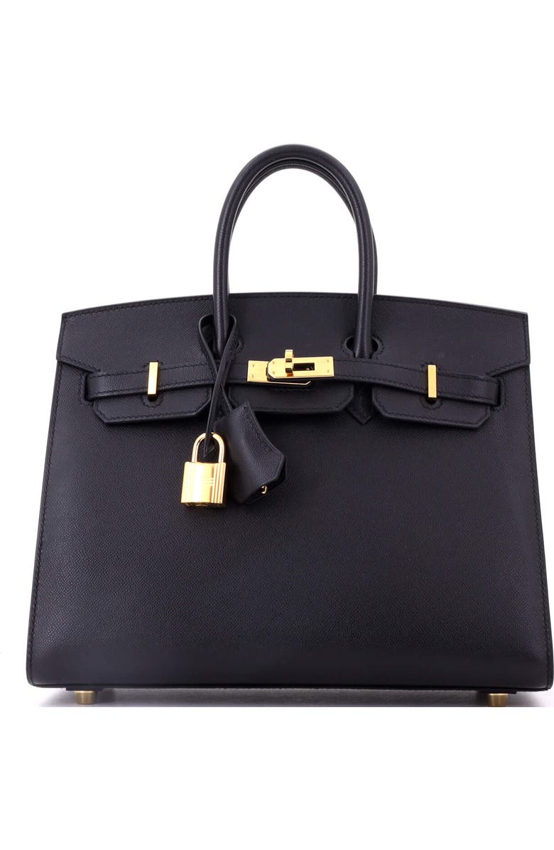 Pre-Owned Hermes Birkin Sellier Bag Black Madame with Gold Hardware 25, Main, color, Noir