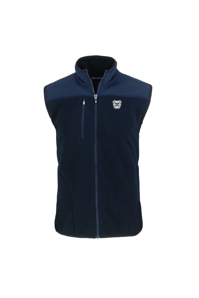 Men's Cutter & Buck  Navy Butler Bulldogs Big & Tall Cascade Eco Sherpa Fleece Full-Zip Vest, Alternate, color, Navy