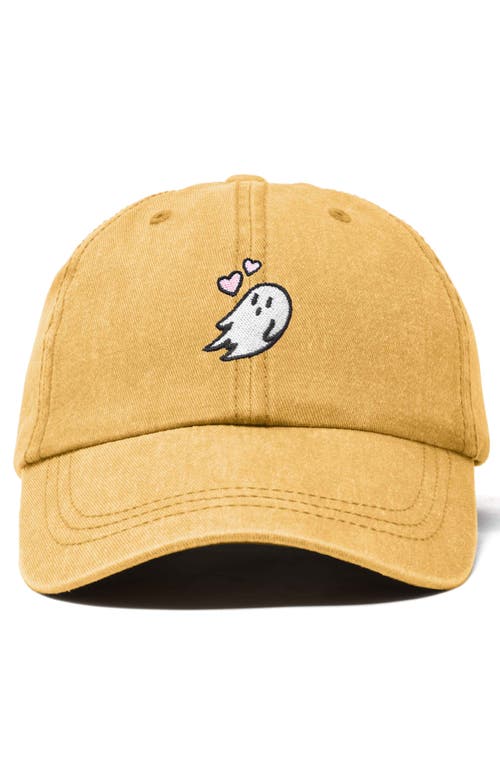 Dalix Heartly Ghost Embroidered Cap In Washed Gold