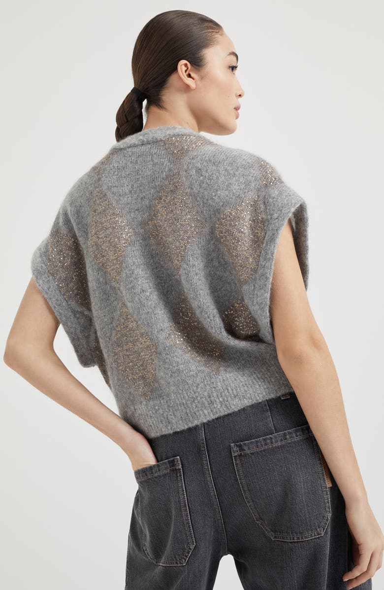 Brunello Cucinelli Dazzling Argyle vest, Alternate, color, 